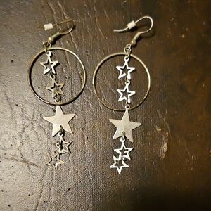 Silver Star Dangle Earrings
